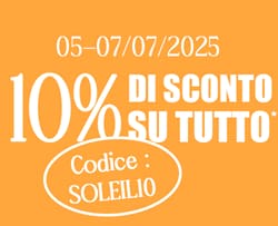 10% di sconto su tutto il sito con codice SOLEIL10*ATTR