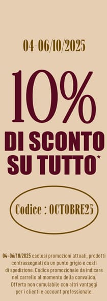 10% di sconto su tutto il sito con codice OCTOBRE25*ATTR