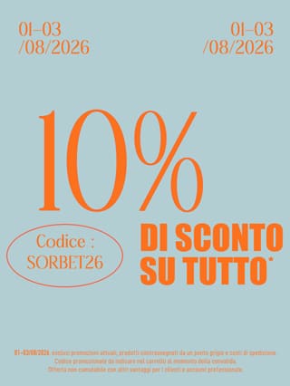 10% di sconto su tutto il sito con codice SORBET26*ATTR
