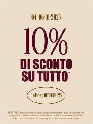10% di sconto su tutto il sito con codice OCTOBRE25*ATTR