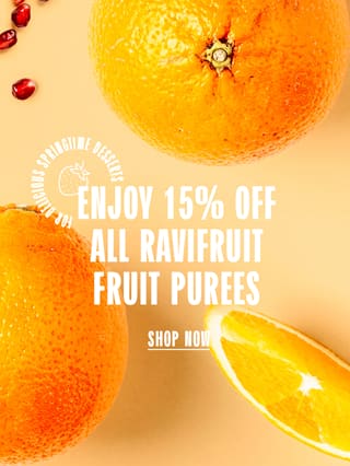 Per i vostri dolci primaverili, approfittate dello sconto del 15% su tutte le puree di frutta Ravifruit!*ATTR