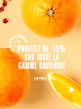 Pour vos desserts printaniers, profitez de -15% sur toutes les purées de fruit Ravifruit !*ATTR
