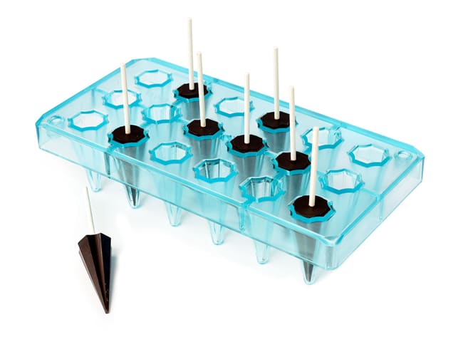 Stampo per 18 lecca-lecca di cioccolato - Distanziatore + 20 bastoncini