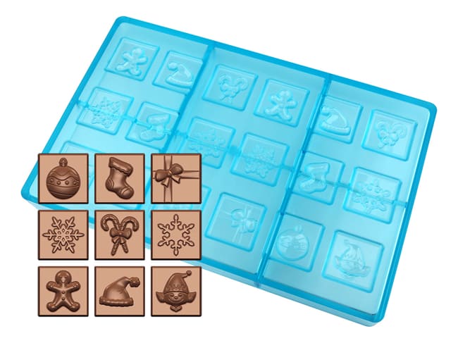 Stampo per cioccolato - 18 soggetti natalizi