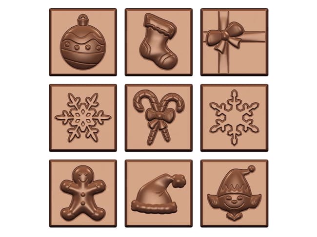 Stampo per cioccolato - 18 soggetti natalizi