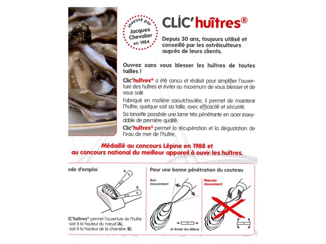 Coltello per ostriche - Clic'huîtres