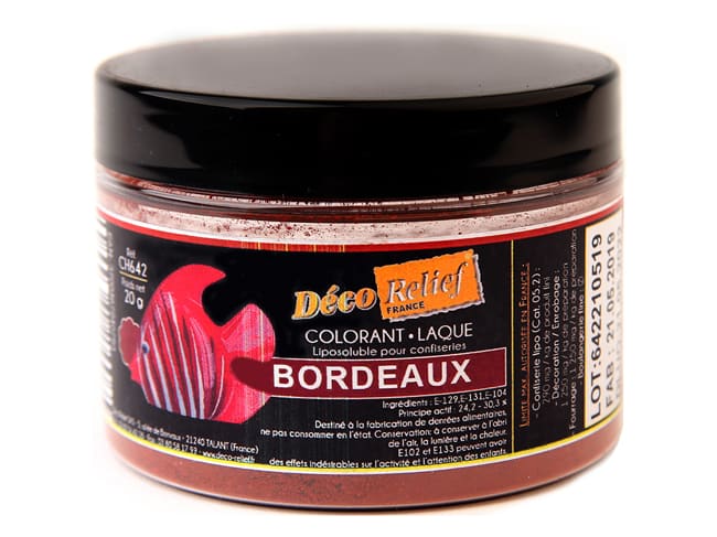 Colorante alimentare bordeaux - liposolubile - 20 g - Déco Relief