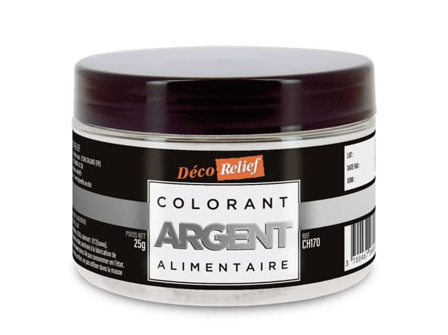 Colorante alimentare glitter argento - Polvere di superficie - Déco Relief