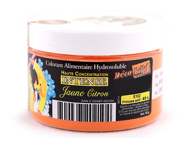 Colorante alimentare giallo - idrosolubile - Giallo limone 50 g - Déco Relief