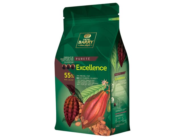 Cioccolato da copertura fondente Excellence 55% - 5 kg - Cacao Barry