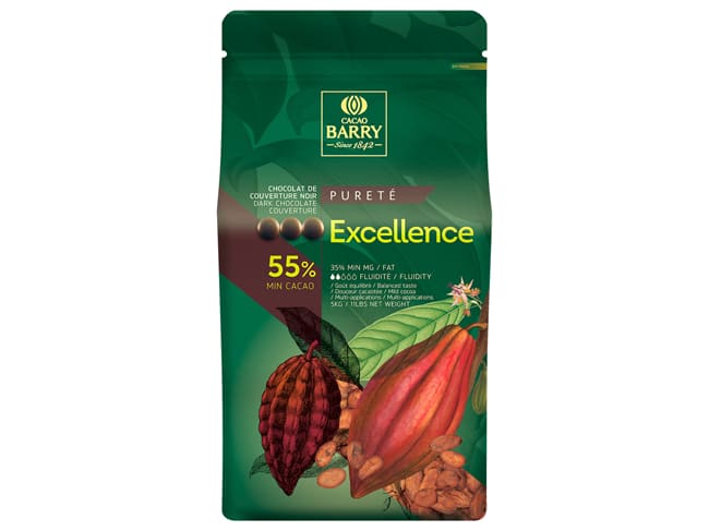 Cioccolato da copertura fondente Excellence 55% - 5 kg - Cacao Barry