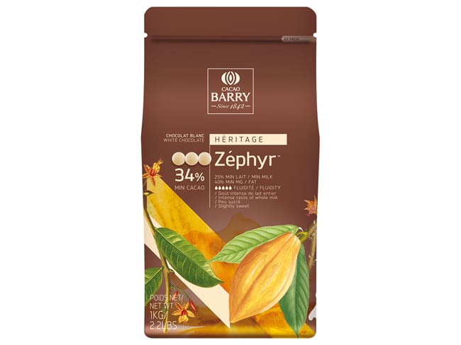 Pastiglie di cioccolato bianco Zéphyr - 34% cacao - 1 kg - Cacao Barry