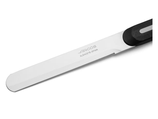 Coltello microdentato con punta arrotondata - 10 cm - Nero - Arcos