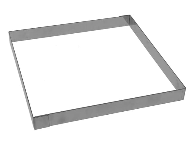 Cornice quadrata per crostata in acciaio inox - bordo dritto - 16 x 16 x h 2 cm - Mallard Ferrière