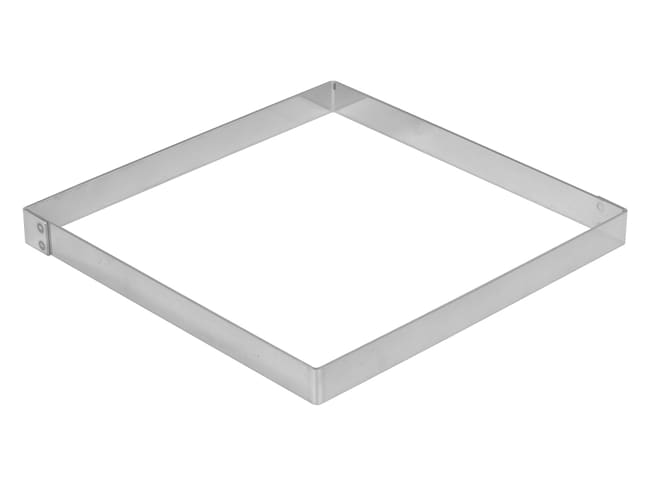Cornice quadrata per crostata in acciaio inox bordo dritto - Alt 2 cm - 18 x 18 cm - Mallard Ferrière