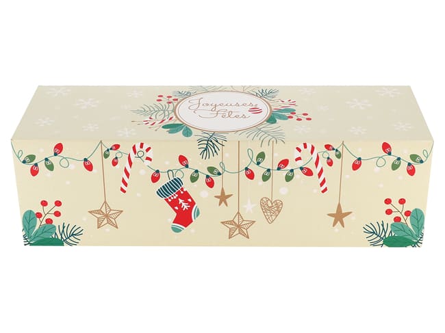 Scatola per tronchetto di Natale Hohoho (x 25) - 40 x 11,5 cm