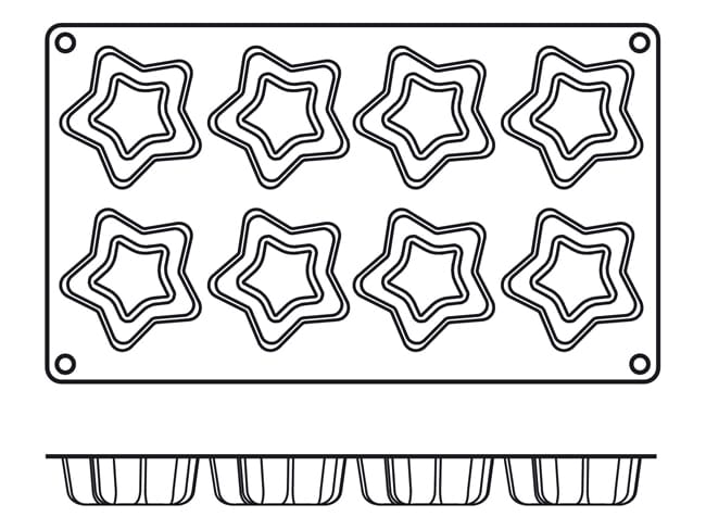 Stampo silicone Silicon Flex - 8 stelle Ø 7 cm - 30 x 17,5 cm - Silikomart