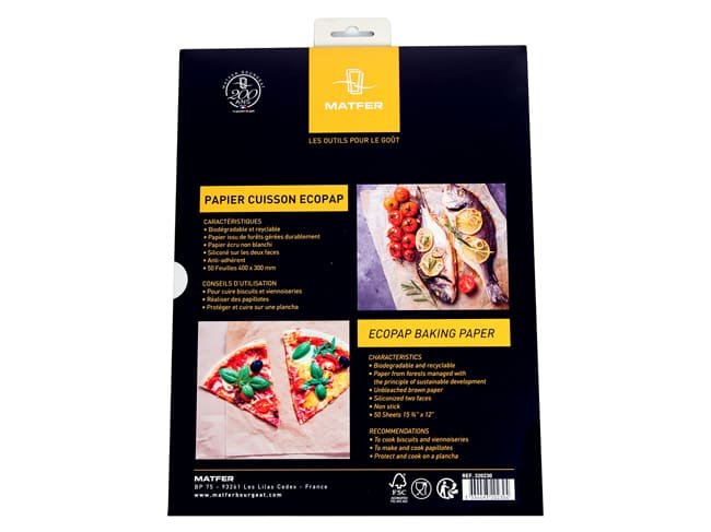 Carta da forno Ecopap (x 50) - Siliconata fronte-retro - 40 x 30 cm - Matfer