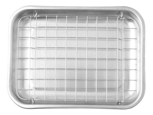 Teglia da forno in acciaio inox con rastrelliera - 30 x 22 cm - Malis