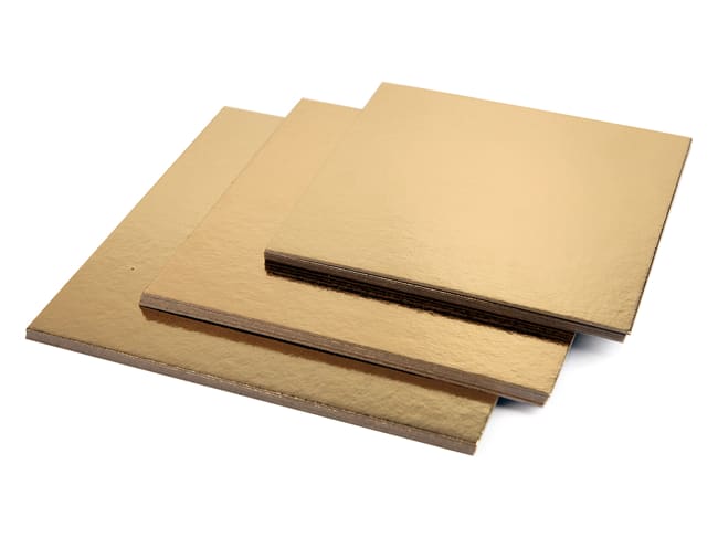 Lotto di 15 supporti in cartone - quadrato oro e nero - 20, 24, 28 cm - Meilleur du Chef