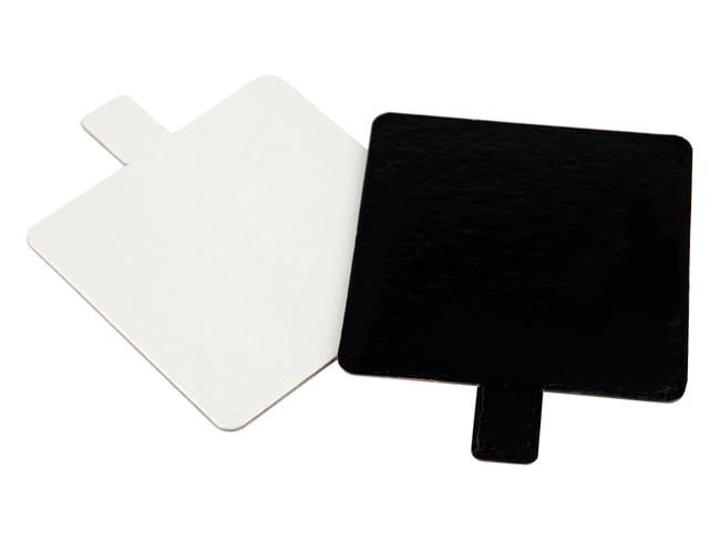 Supporto di cartone quadrato con linguetta - bianco e nero - 8 x 8 cm (x 200) - Meilleur du Chef