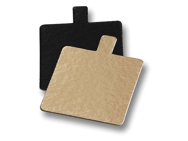 Supporto di cartone quadrato con linguetta - oro e nero - 8 x 8 cm (x 200) - Meilleur du Chef