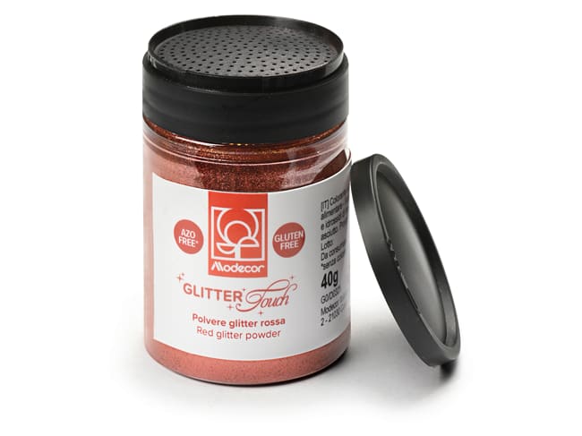 Colorante alimentare metallico rosso - Polvere di superficie - 40g - Modécor