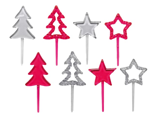 Cake topper per tronchetto di Natale (x 100) - Stelle e abeti - Nordia