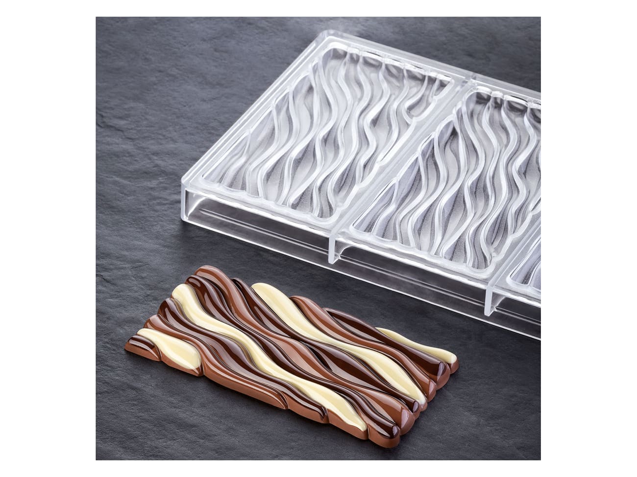 Mity Rain Stampo Per Barrette Di Cioccolato Profondo In Silicone | 6 Cavità 11,4x3,3x1,5 Cm | Per Cioccolato Ripieno, Knafeh Al Pistacchio, Caramelle, Barrette Energetiche | Con 100 Sacchetti - 2