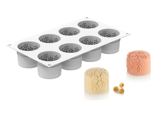 Stampo in silicone Antea - 8 dessert floreali - 30 x 17,5 cm - Silikomart