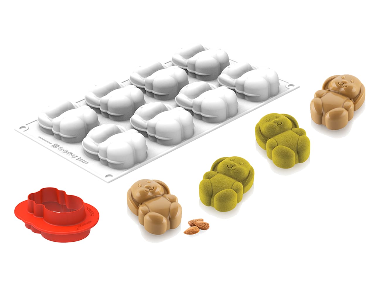 2 PCS Stampi in silicone Bunny uovo cioccolato argilla tre