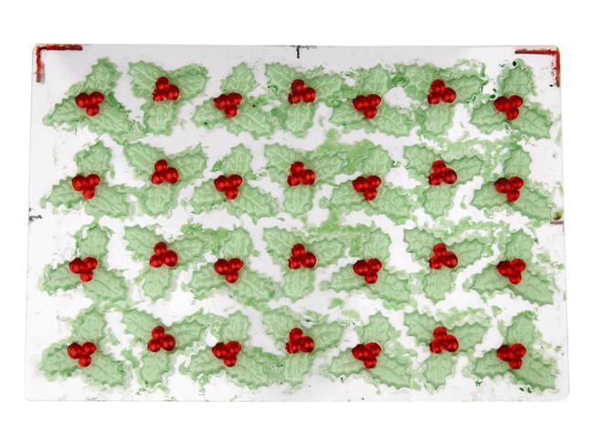 Stampo termoformato prestampato - Foglie di agrifoglio - 4 x 4,3 cm - Florensuc