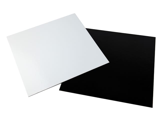 Base di cartone per torte rettangolare - Bianco e nero - 20 x 30 cm (x 10) - Tradiser