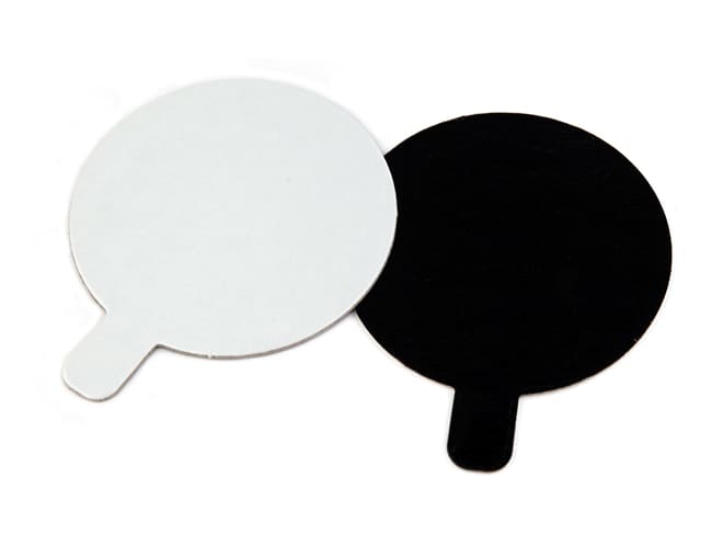 Base di cartone per torte rotondi con linguetta - Nero e bianco - Ø 8 cm (x 200) - Tradiser