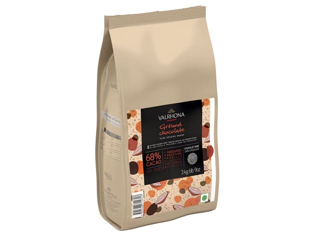 Cioccolato fondente macinato 3 kg - per la cioccolata calda - pura origine del Ghana - Valrhona