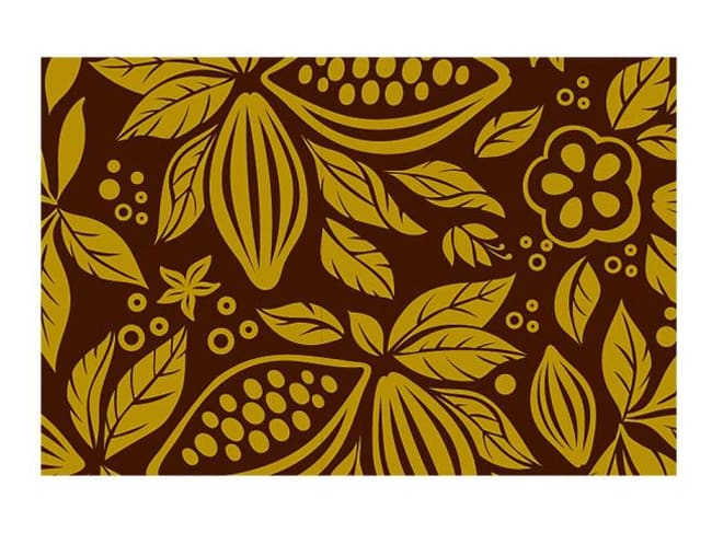 Trasferello per cioccolato - Cacao giallo - Confezione da 5 fogli - Valrhona
