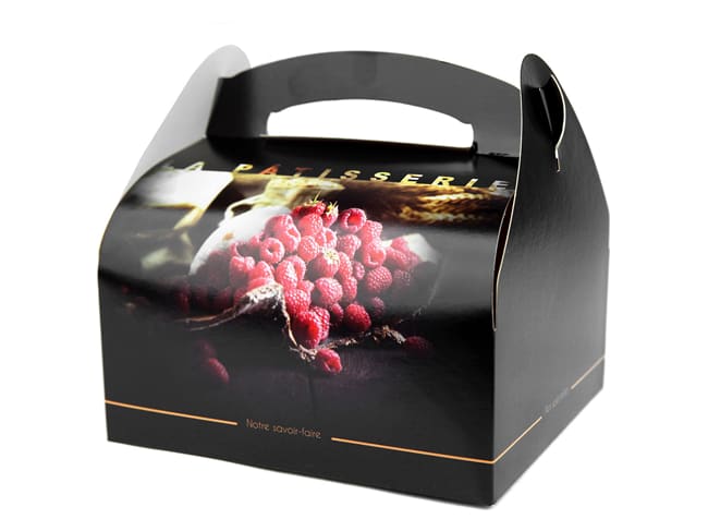 Cake Box with handles (x 50) - Raspberry - 11 x 10 x ht 6cm