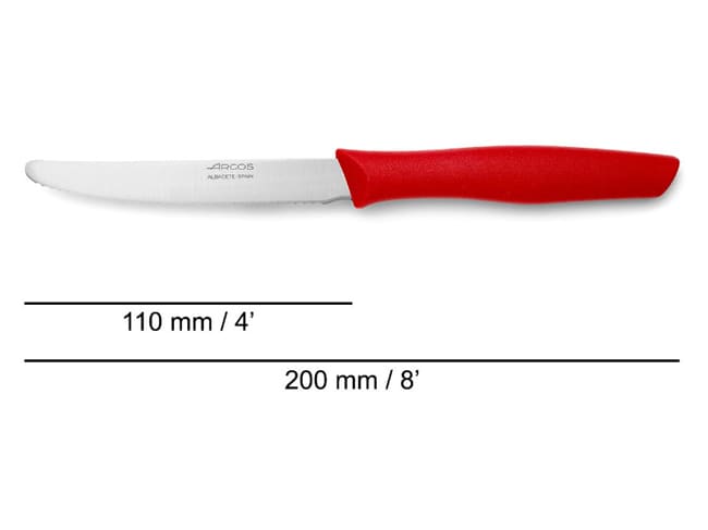 Serrated knife - Blade 11cm - Red handle - Arcos