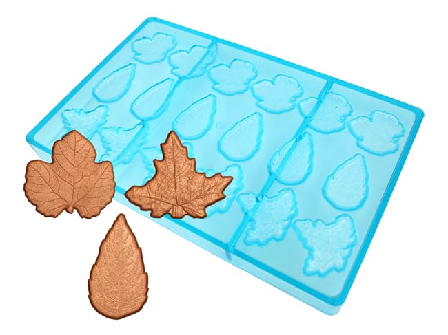 Chocolate mould 3 leaves - maple, birch, fig - 27,5 x 17,5 cm