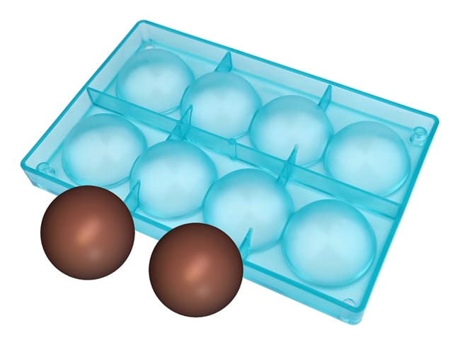 Half Sphere Chocolate Mould - 8 half sphere Ø 6cm - 27,5 x 17,5cm