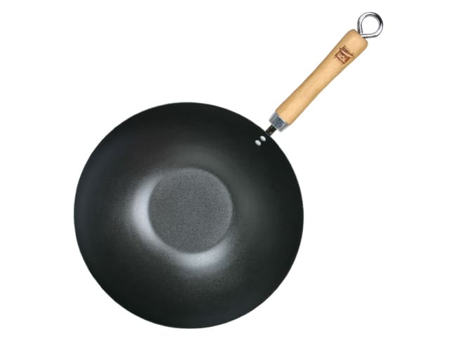 Non-Stick Black Steel Wok with Flat Bottom - Ø 30cm - Dexam