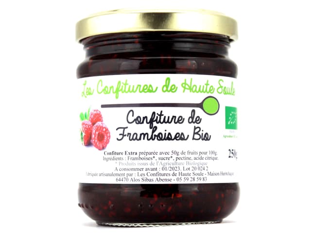 Organic Raspberry Jam - Pot of 250g - Confitures de Haute Soule