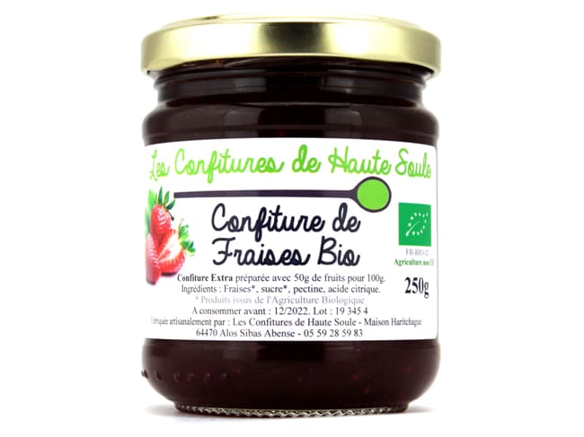 Organic Strawberry Jam - Pot of 250g - Confitures de Haute Soule