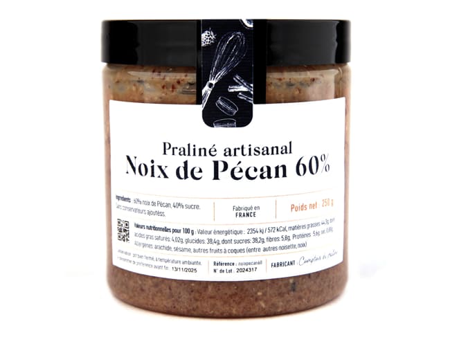 Natural Pecan Praline Paste 60% - 250g - Comptoir du Praliné