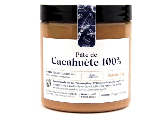 100% Peanut Butter - no added sugar, no colouring - 250g - Comptoir du Praliné