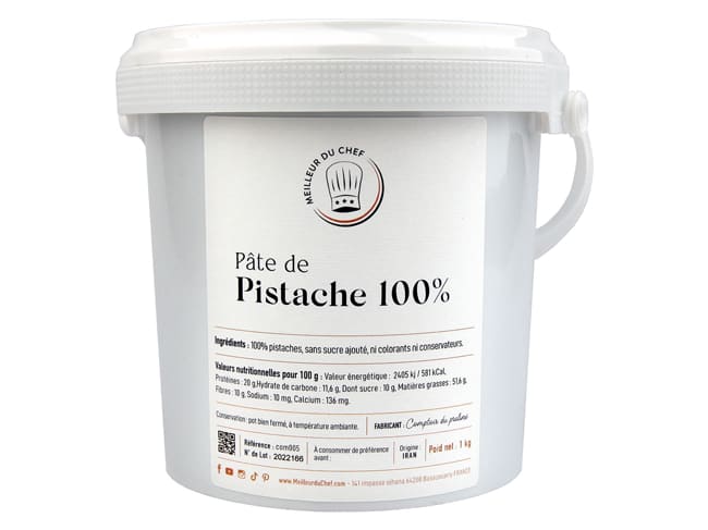 Pistachio Paste 100% - No added sugar, no colouring - 1kg - Comptoir du Praliné