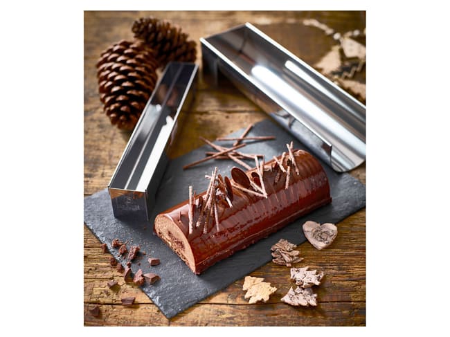 Stainless Steel Yule Log Mould with Removable Ends - Small - 30cm x Ø 4cm - De Buyer