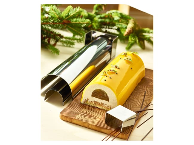 Stainless Steel Yule Log Mould with Removable Ends - Small - 30cm x Ø 4cm - De Buyer