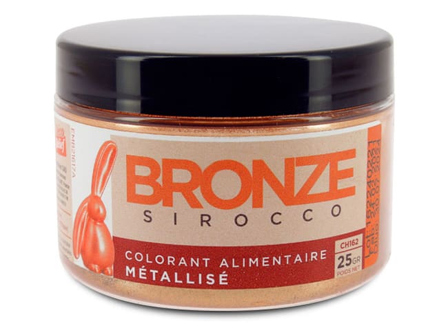 Sirocco Bronze metallic food colouring - fat soluble powder - 25 g - Déco Relief