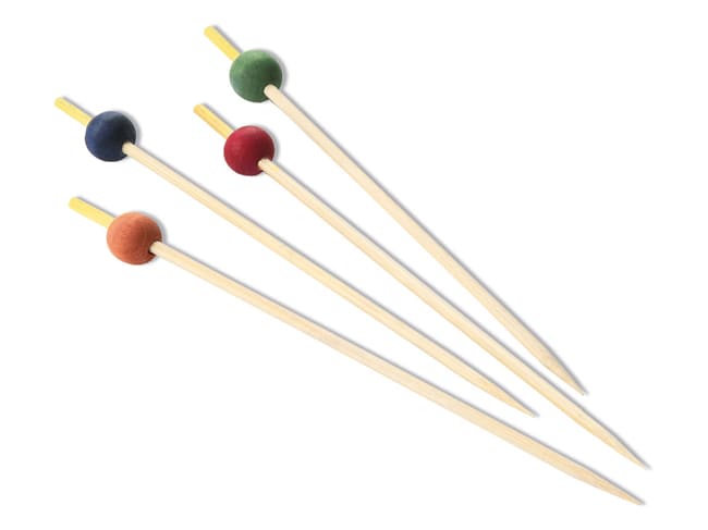 Bamboo Picks with Colour Beads (x 200) - 10cm - Matfer